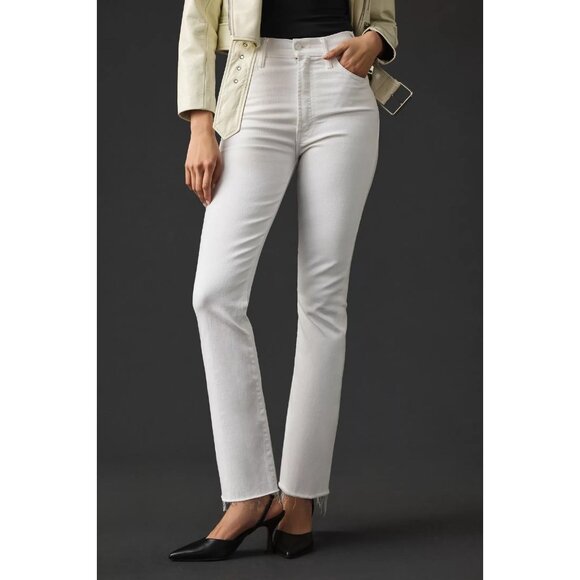 MOTHER The Hustler Ankle Fray Fairest of Them All White Flare Jeans, Size 30 - Picture 2 of 16